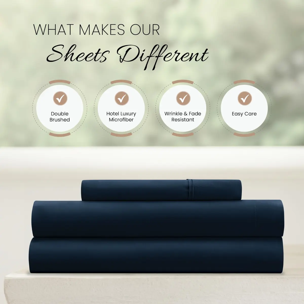 Linen Market Twin Bed Sheets Navy | Deep Pocket Microfiber for Cooler Sleep - view 4