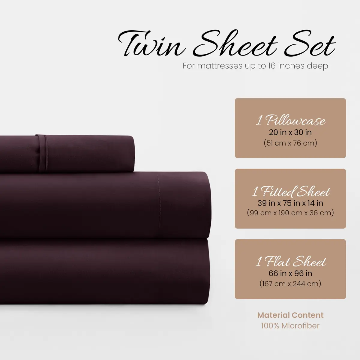 Linen Market Twin Bed Sheets Purple | Deep Pocket Microfiber 90 GSM (66x96 inches) - view 2