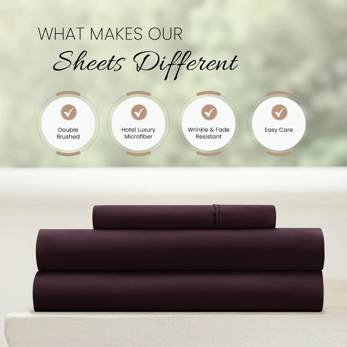 Linen Market Twin Bed Sheets Purple | Deep Pocket Microfiber 90 GSM (66x96 inches) - view 4