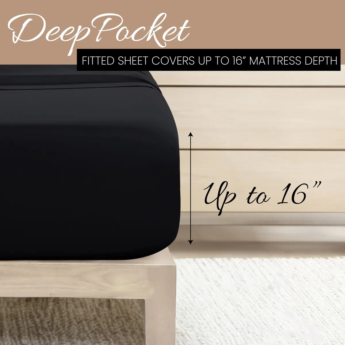 Linen Market California King Bed Sheets - Deep Pocket Microfiber, Black, 4 Piece Set - view 5