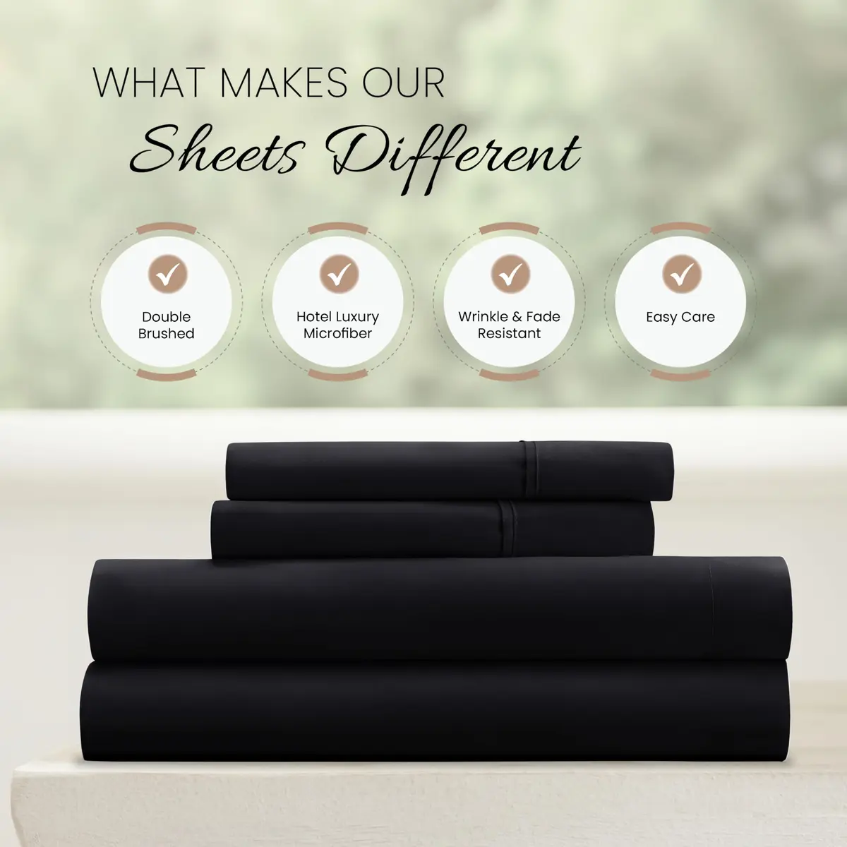 Linen Market California King Bed Sheets - Deep Pocket Microfiber, Black, 4 Piece Set - view 4