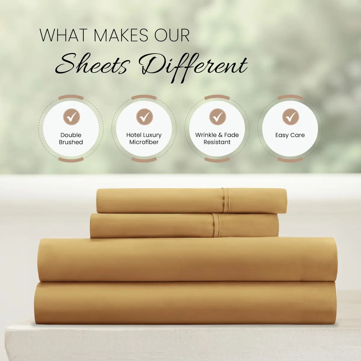 Linen Market California King Bed Sheets Gold | Deep Pocket Microfiber 4-Piece Set - view 4