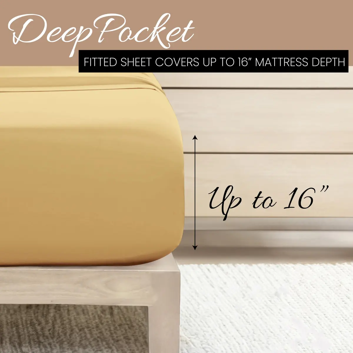 Linen Market California King Bed Sheets Gold | Deep Pocket Microfiber 4-Piece Set - view 5