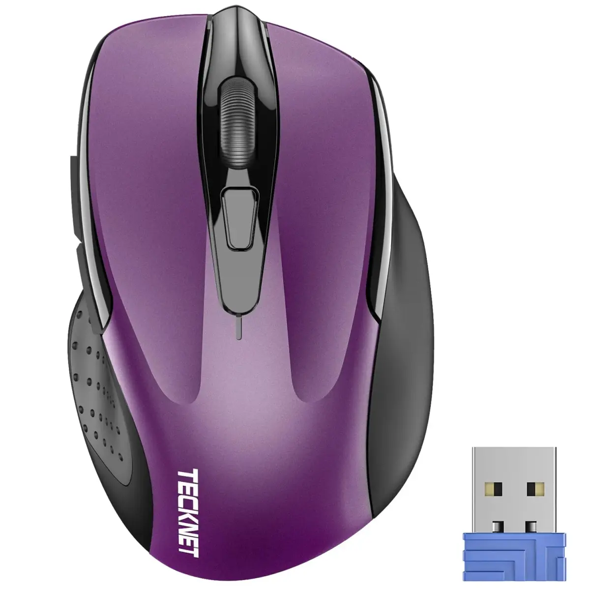 TECKNET Wireless Ergonomic Mouse, Purple, 2600 DPI, 2.4G USB Receiver | 6 Buttons, 24-Month Battery Life - main product image