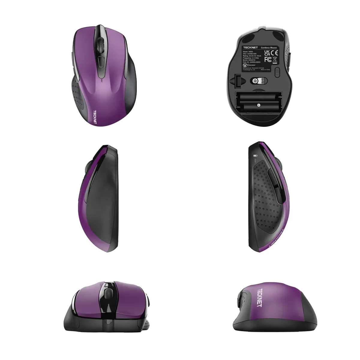 TECKNET Wireless Ergonomic Mouse, Purple, 2600 DPI, 2.4G USB Receiver | 6 Buttons, 24-Month Battery Life - view 8