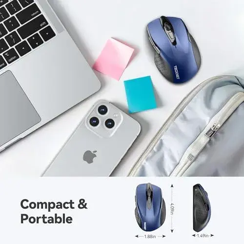 TECKNET Wireless Mouse, Ergonomic Computer Mouse, 2600 DPI, Blue | 2.4GHz Wireless, 24-Month Battery - view 2