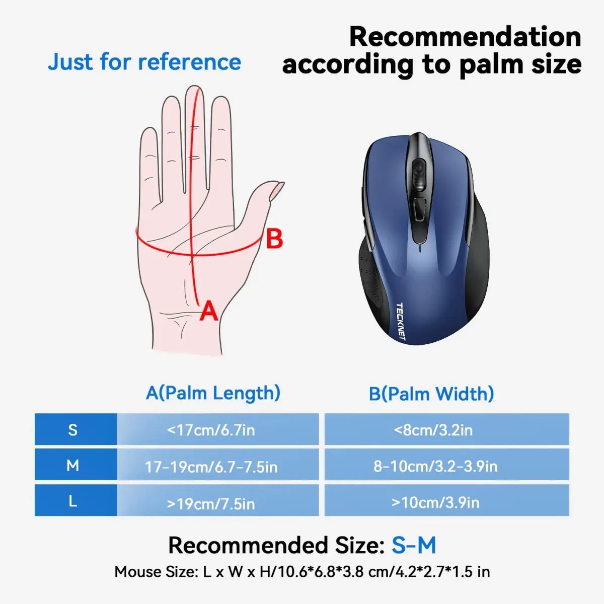 TECKNET Wireless Mouse, Ergonomic Computer Mouse, 2600 DPI, Blue | 2.4GHz Wireless, 24-Month Battery - view 3