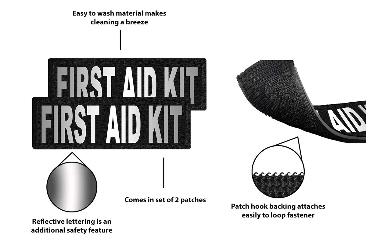 Dogline First Aid Kit Removable Patches, Small/Medium | Set of 2 Reflective Velcro Patches for Pet Harnesses - view 2