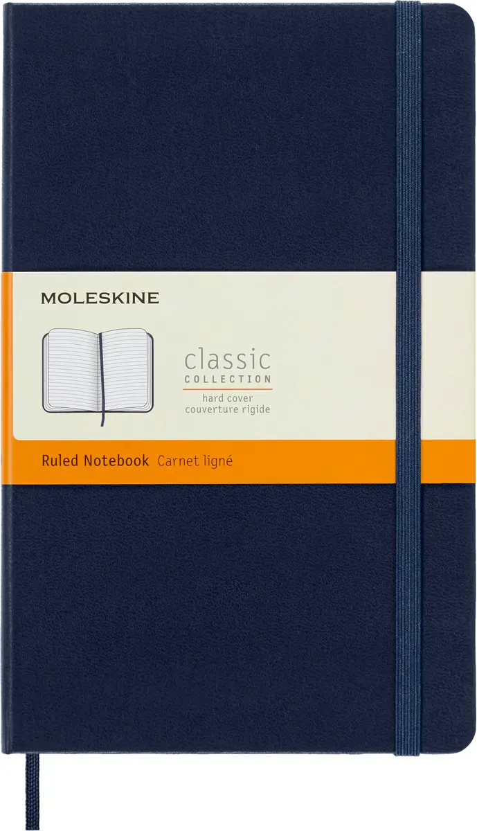 Moleskine Classic Notebook, Large, Ruled, Sapphire Blue, Hard Cover (5 x 8.25) | Acid-Free, 240 Pages, Durable Cover - main product image
