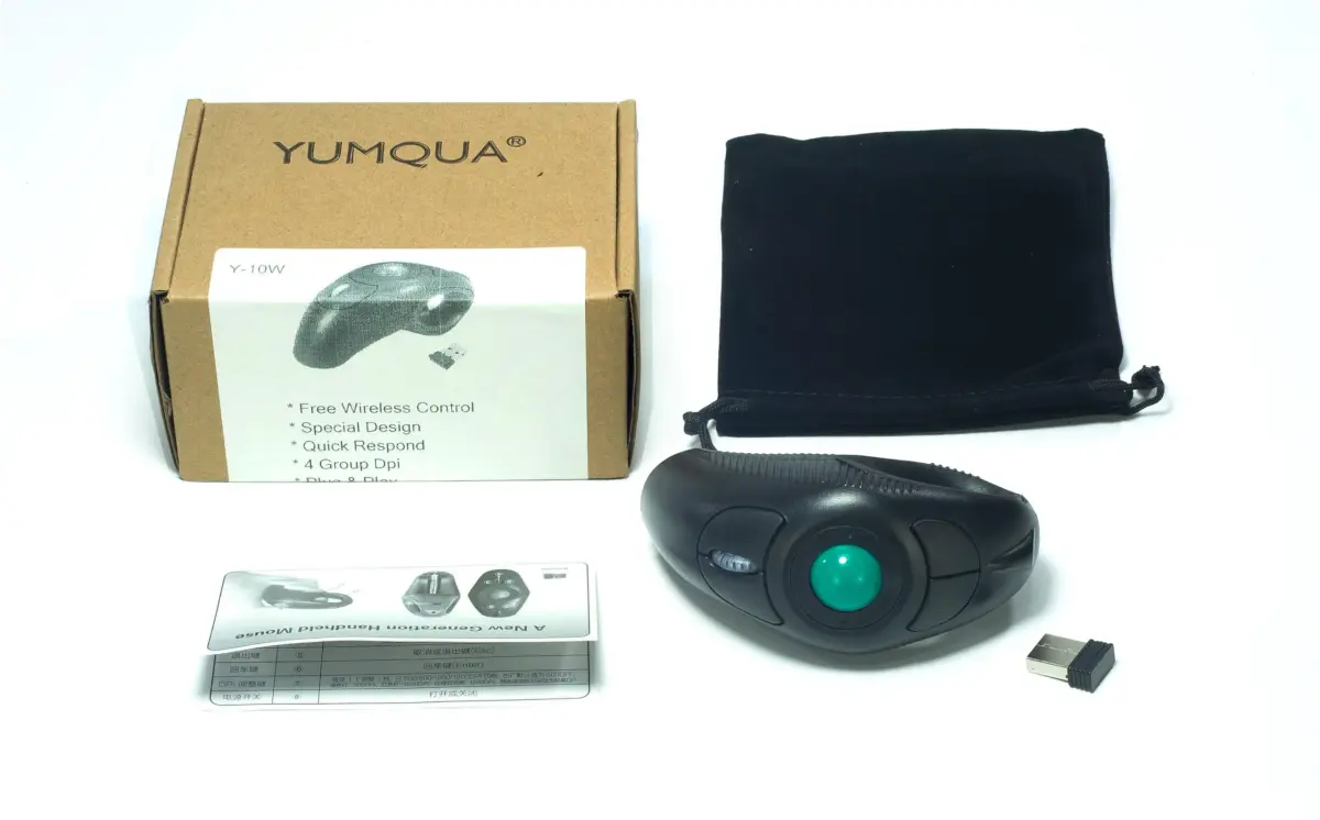 YUMQUA Wireless Finger Trackball Mouse | Ergonomic Design, 4-Level DPI, Ambidextrous, 10M Range - view 7