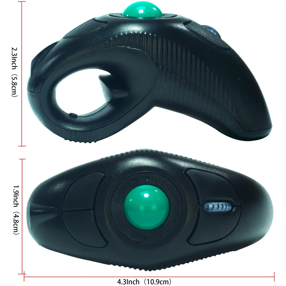 YUMQUA Wireless Finger Trackball Mouse | Ergonomic Design, 4-Level DPI, Ambidextrous, 10M Range - view 2