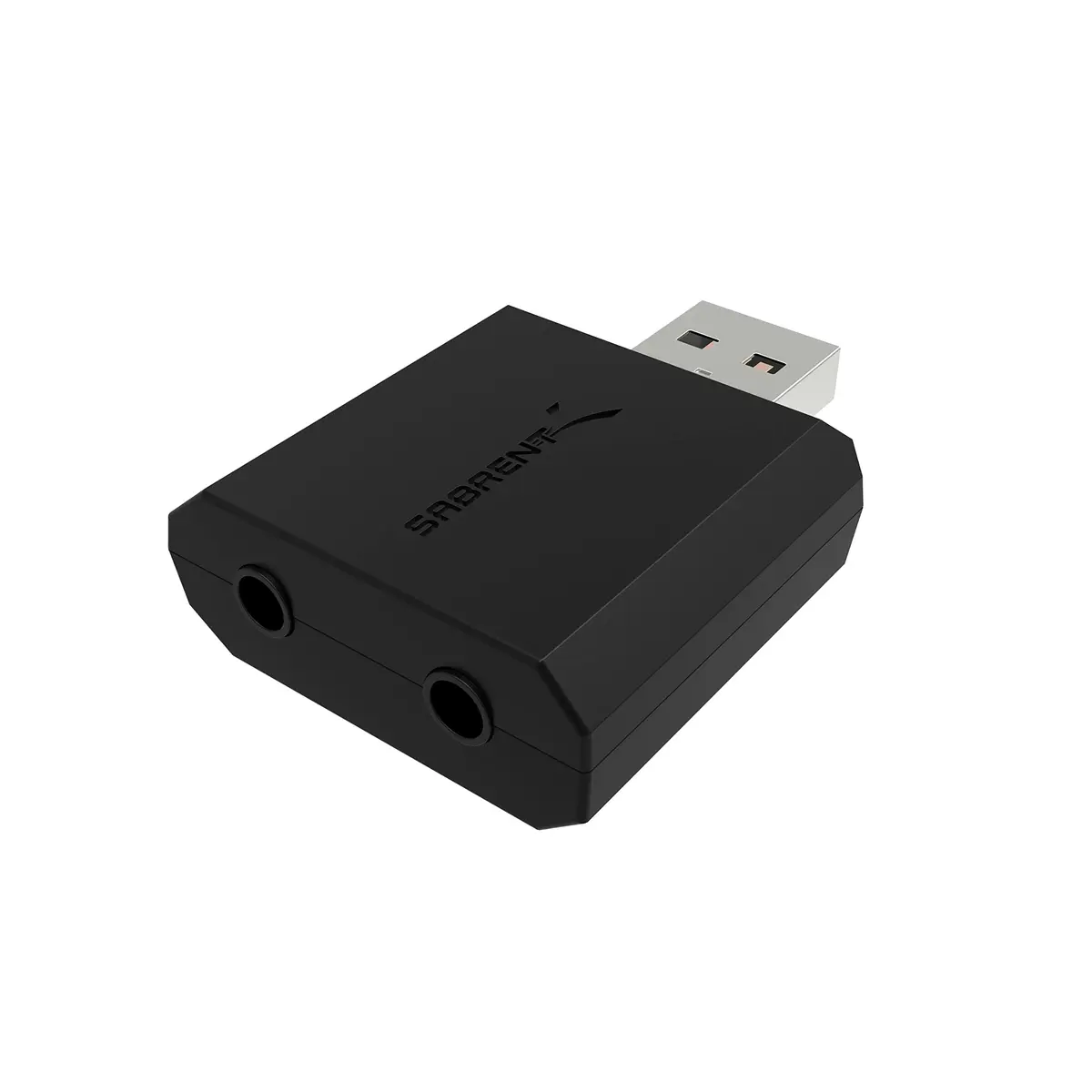 SABRENT USB to 2 x 3.5mm Stereo Jack Splitter Adapter | Support Windows & Mac, Plug & Play, Black - main product image