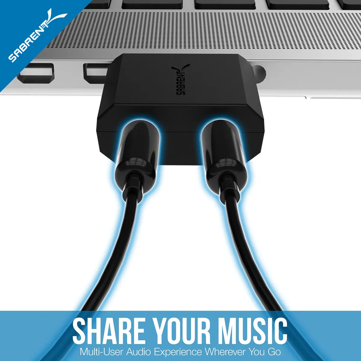 SABRENT USB to 2 x 3.5mm Stereo Jack Splitter Adapter | Support Windows & Mac, Plug & Play, Black - view 6