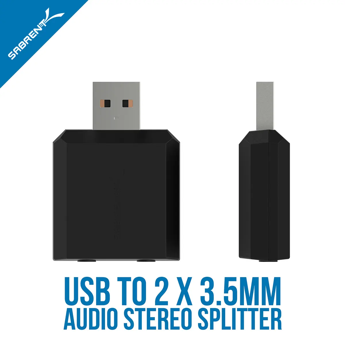 SABRENT USB to 2 x 3.5mm Stereo Jack Splitter Adapter | Support Windows & Mac, Plug & Play, Black - view 3