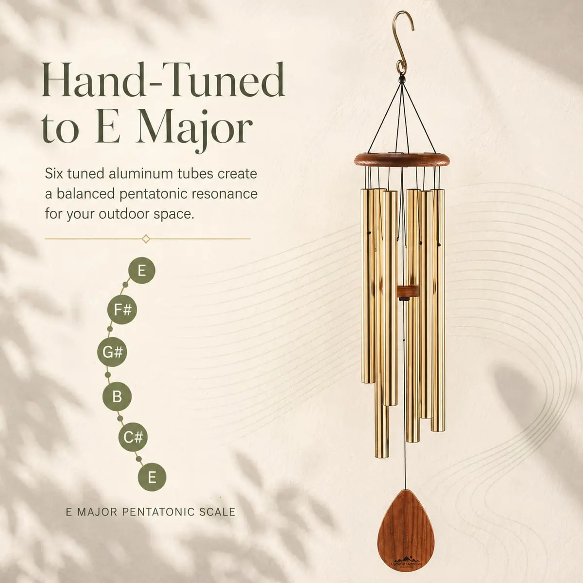 UpBlend Outdoors Bronze Aluminum Wind Chimes 38" (96.5cm) | Deep Tone E Major Pentatonic - view 5