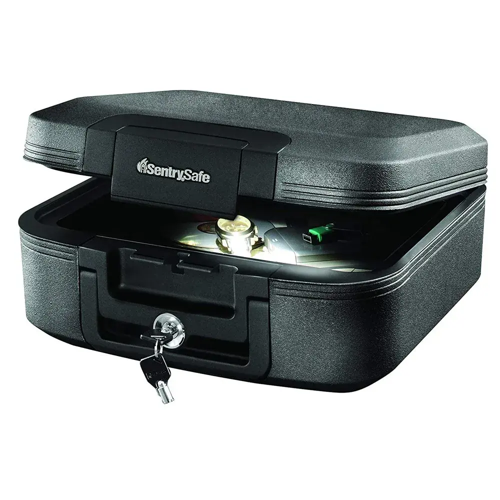SentrySafe Fireproof and Waterproof Chest Box CHW20205 with Key Lock, Black 0.28 cu ft | UL Classified 1550°F Fire Protection - main product image