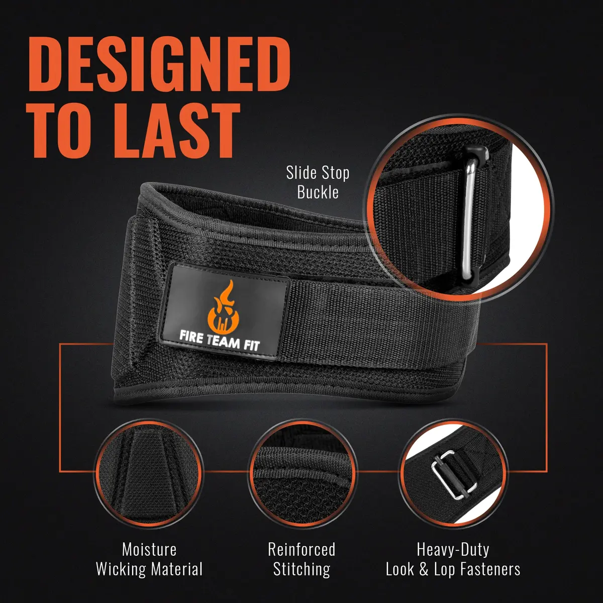 Fire Team Fit Weight Lifting Belt for Men and Women | 6 Inch, Black, X-Small, 27"-32" Waist Support - view 5