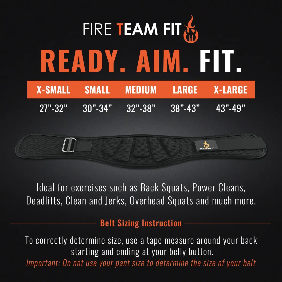 Fire Team Fit Weight Lifting Belt for Men and Women | 6 Inch, Black, X-Small, 27"-32" Waist Support - view 3