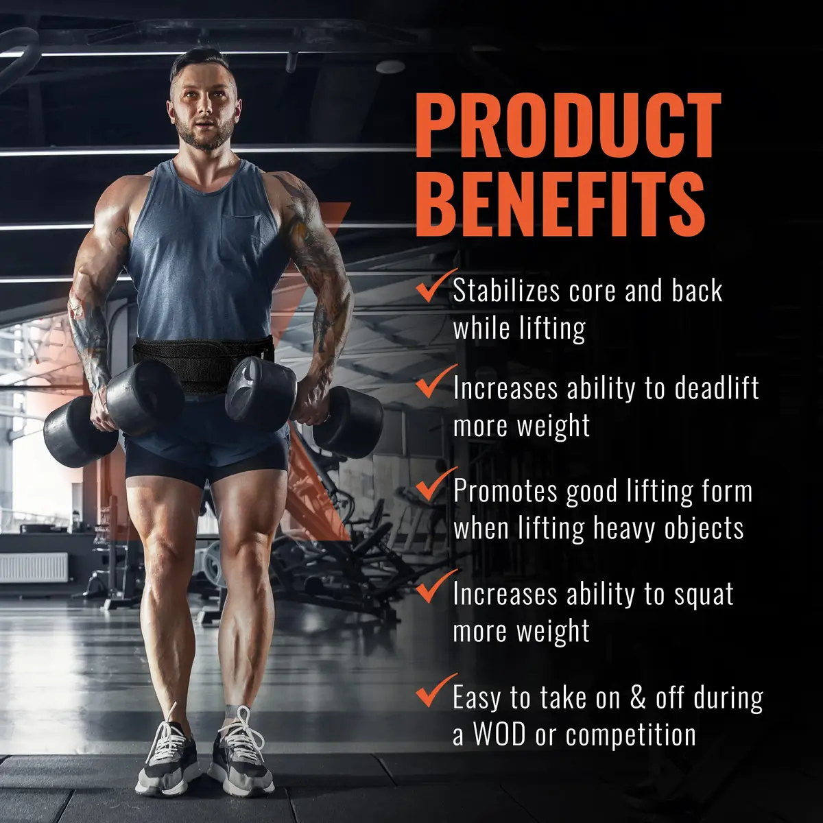Fire Team Fit Weight Lifting Belt for Men and Women | 6 Inch, Black, X-Small, 27"-32" Waist Support - view 4