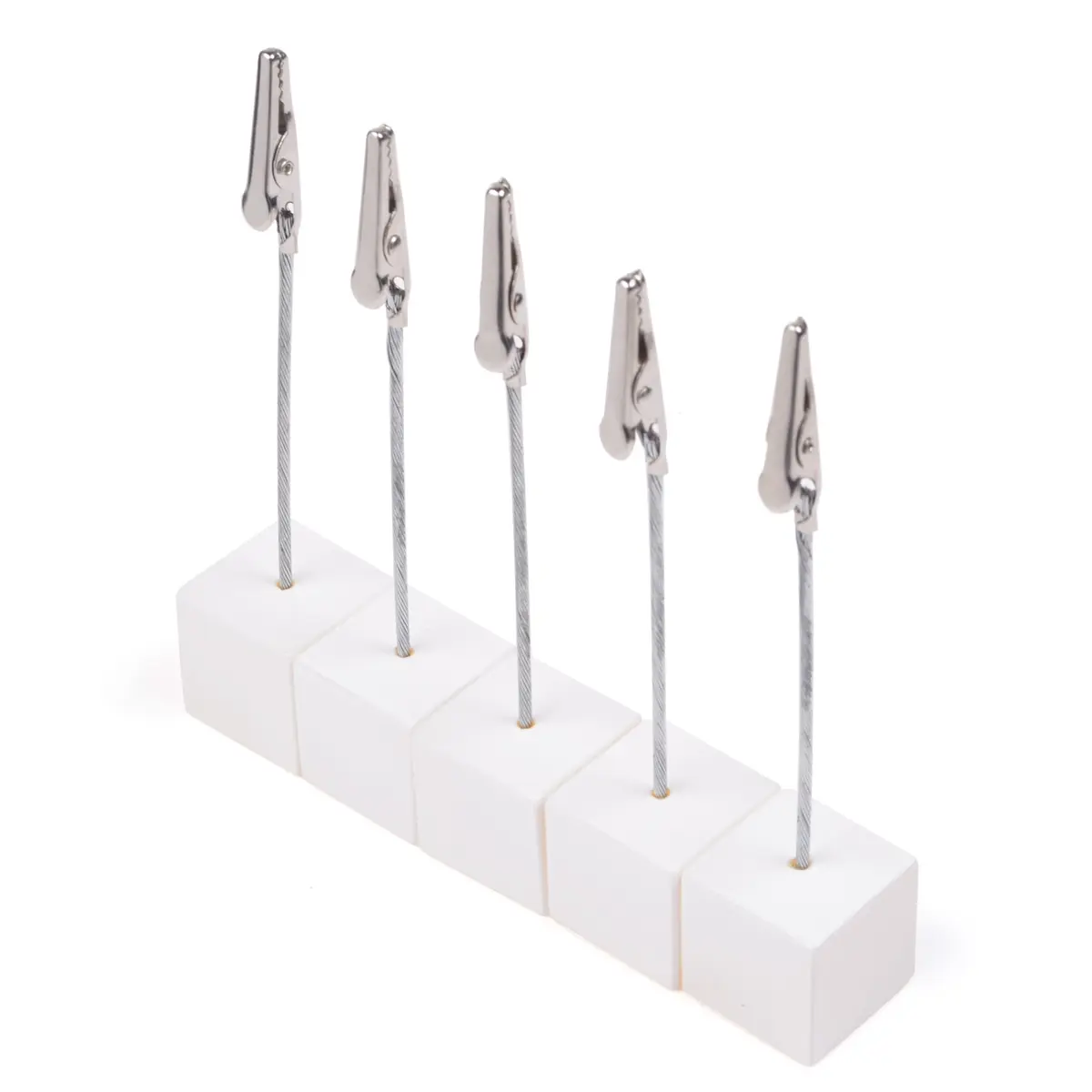 Cosmos White 5 pcs Cube Base Memo Clips Holder | Metal Alligator Clip for Messages & Photos - main product image