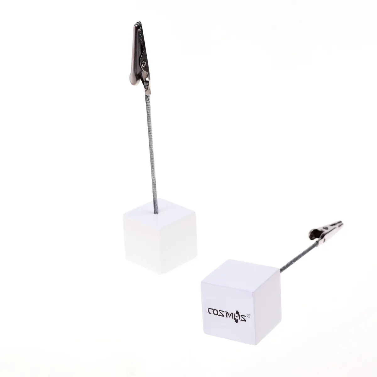 Cosmos White 5 pcs Cube Base Memo Clips Holder | Metal Alligator Clip for Messages & Photos - view 4