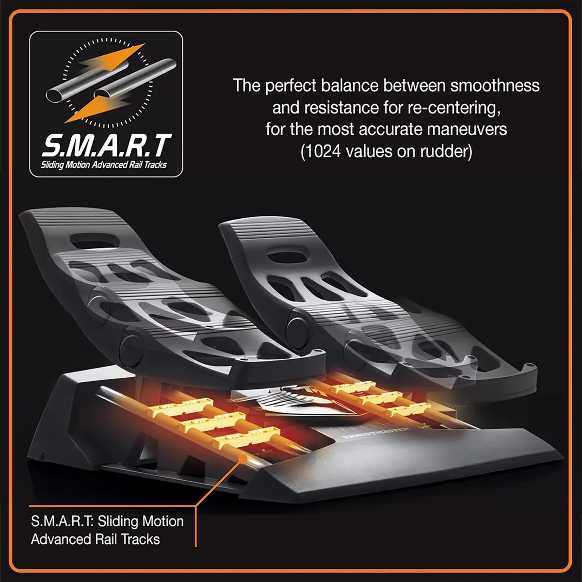 Thrustmaster TFRP Flight Rudder Pedals with S.M.A.R.T. Rail System, USB & RJ12, Black | Precision Flight Sim Controls for PC, PS5, Xbox - view 5