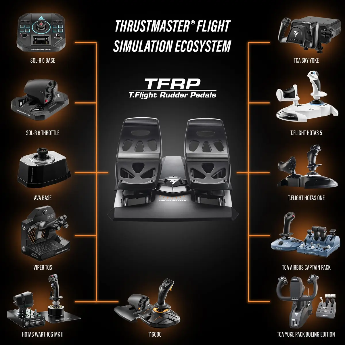 Thrustmaster TFRP Flight Rudder Pedals with S.M.A.R.T. Rail System, USB & RJ12, Black | Precision Flight Sim Controls for PC, PS5, Xbox - view 6