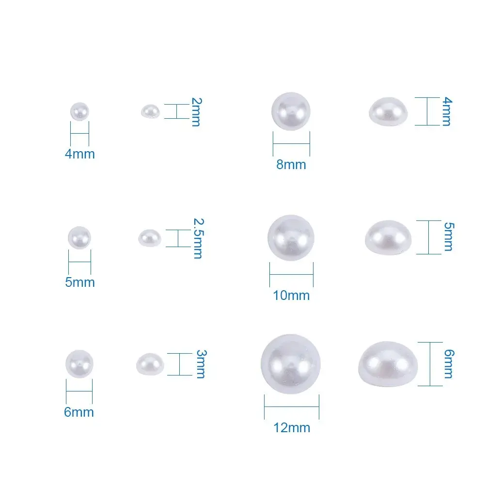 PH PandaHall White Flat Back Pearl Cabochons 4-12mm (Approx. 690 Pcs) | Assorted Sizes for Crafts - view 5