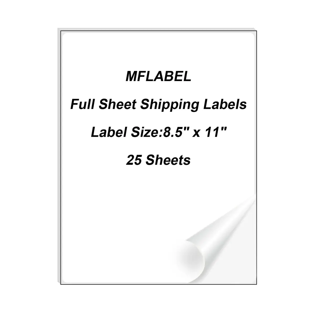 MFLABEL Full Sheet Sticker Paper 25 Sheets | White Matte Printable Vinyl Labels for Inkjet & Laser Printers - main product image