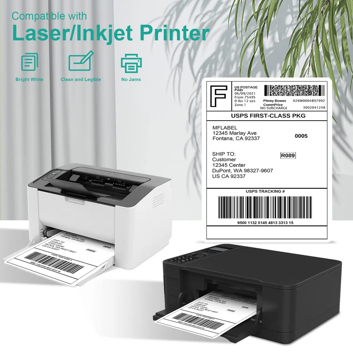 MFLABEL Full Sheet Sticker Paper 25 Sheets | White Matte Printable Vinyl Labels for Inkjet & Laser Printers - view 5