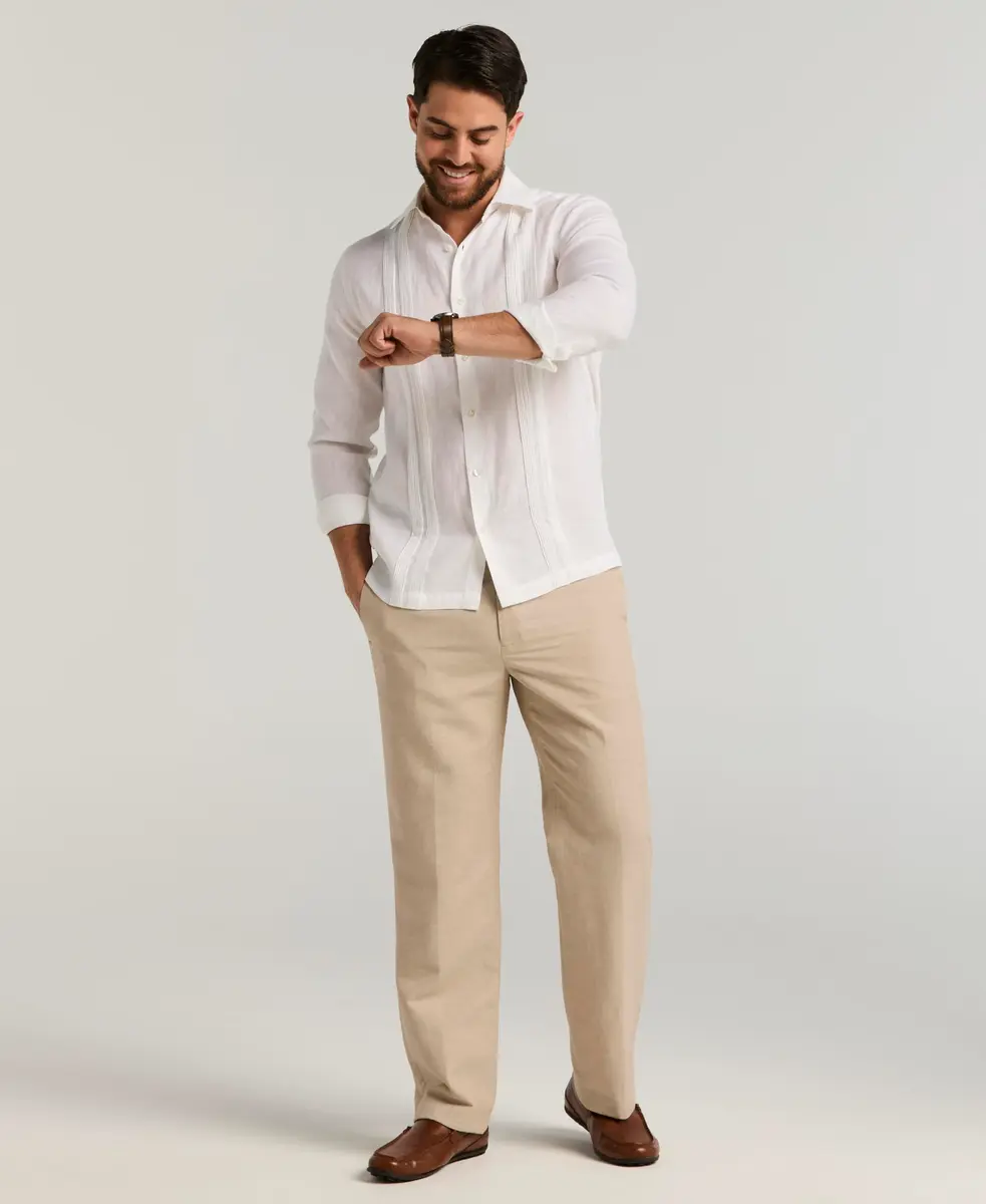 Cubavera Men's Flat Front Linen Blend Dress Pant (Waist 30-54 Big & Tall) | Breathable, Lightweight & Durable Khaki - view 5