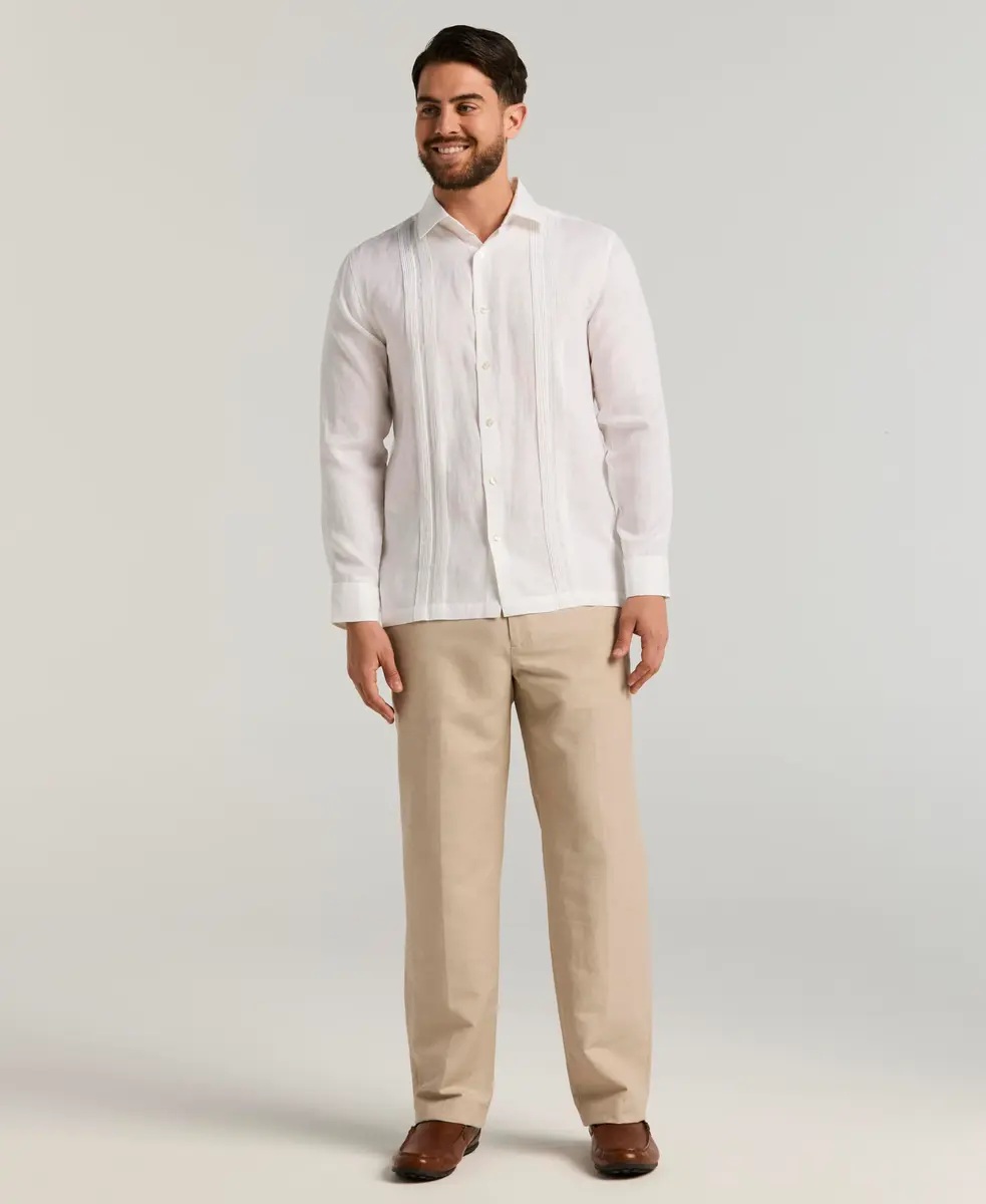 Cubavera Men's Flat Front Linen Blend Dress Pant (Waist 30-54 Big & Tall) | Breathable, Lightweight & Durable Khaki - view 3