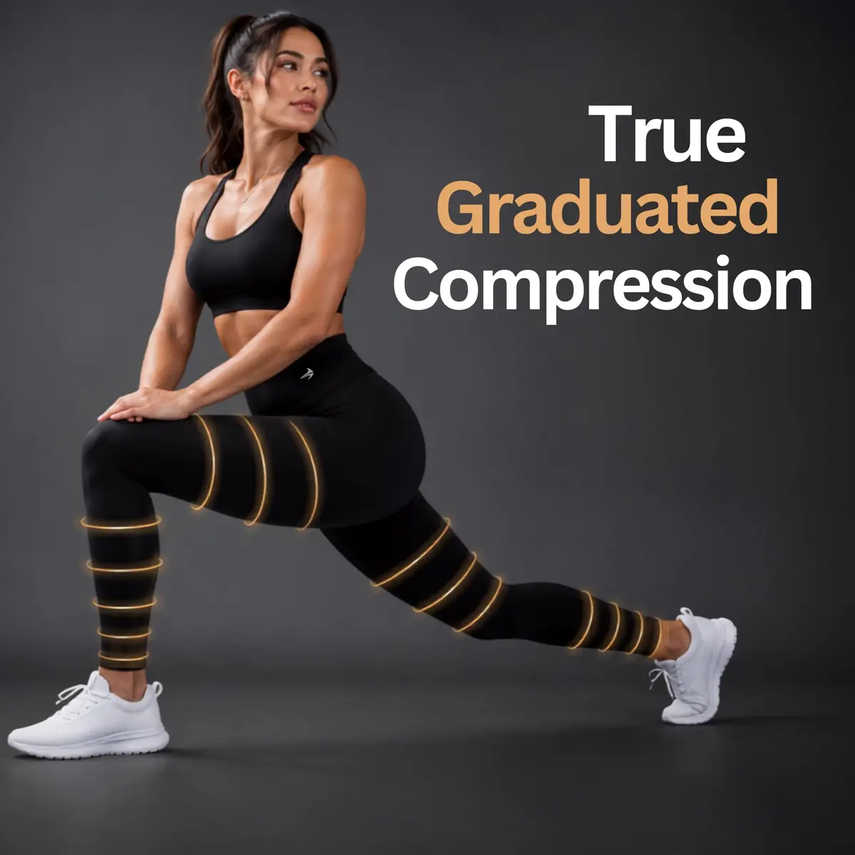 CompressionZ Women's Compression Leggings High Waist Black M | Supportive, Breathable & Sweat-Wicking Activewear - view 7