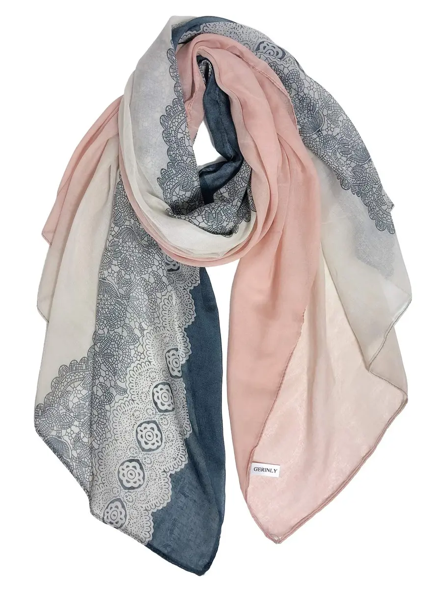 GERINLY Lace Printed Scarf for Women Lightweight Cotton | Casual & Stylish (70-120c) - main product image