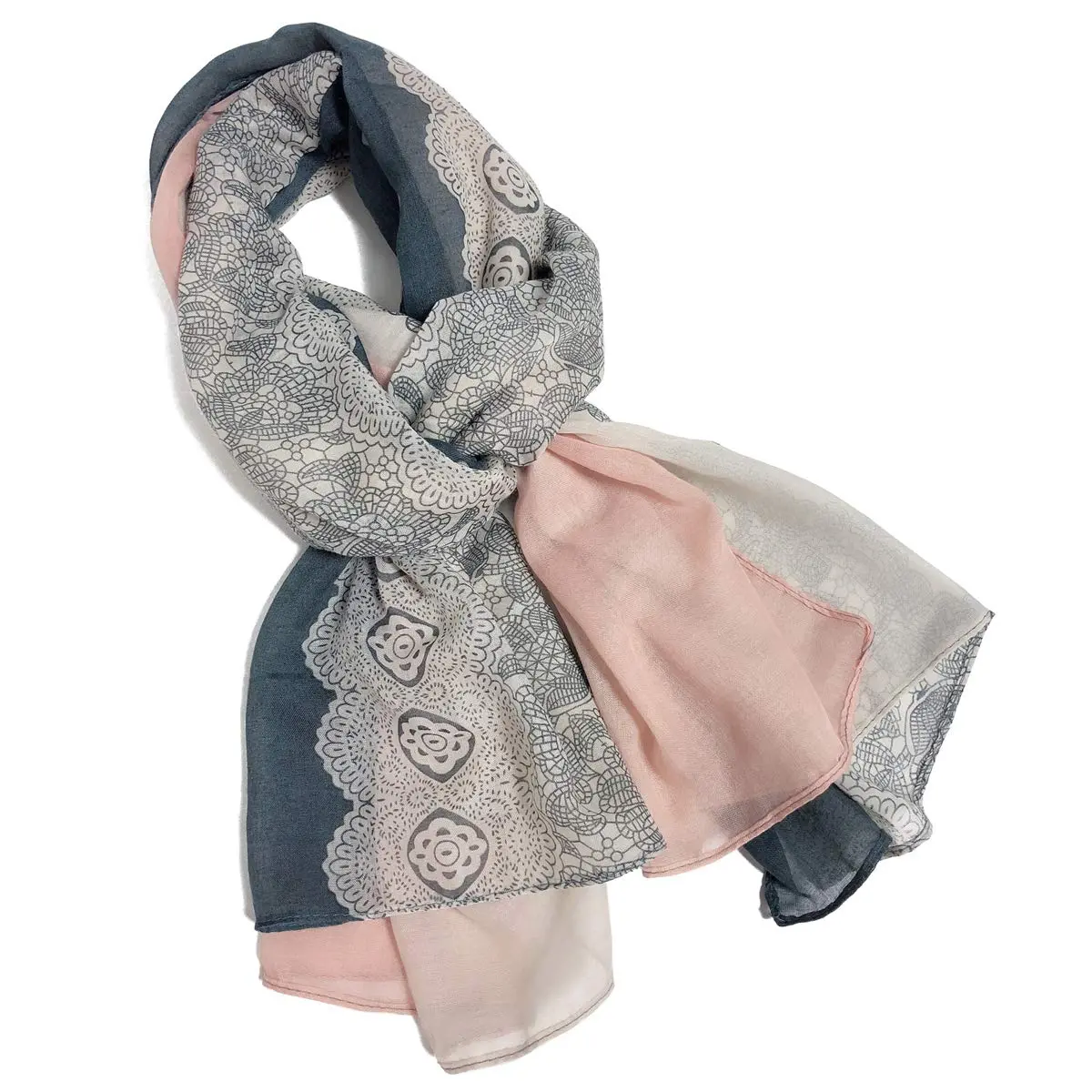 GERINLY Lace Printed Scarf for Women Lightweight Cotton | Casual & Stylish (70-120c) - view 6