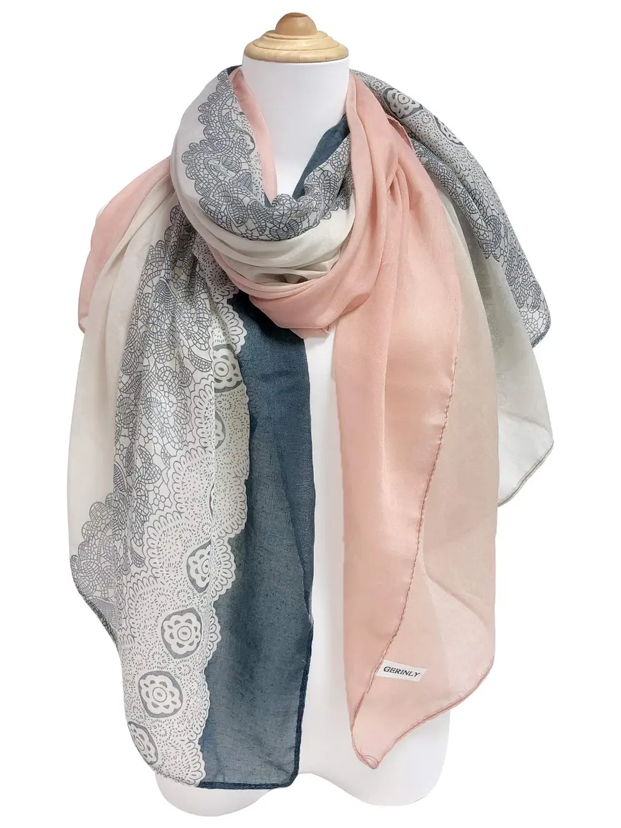 GERINLY Lace Printed Scarf for Women Lightweight Cotton | Casual & Stylish (70-120c) - view 2