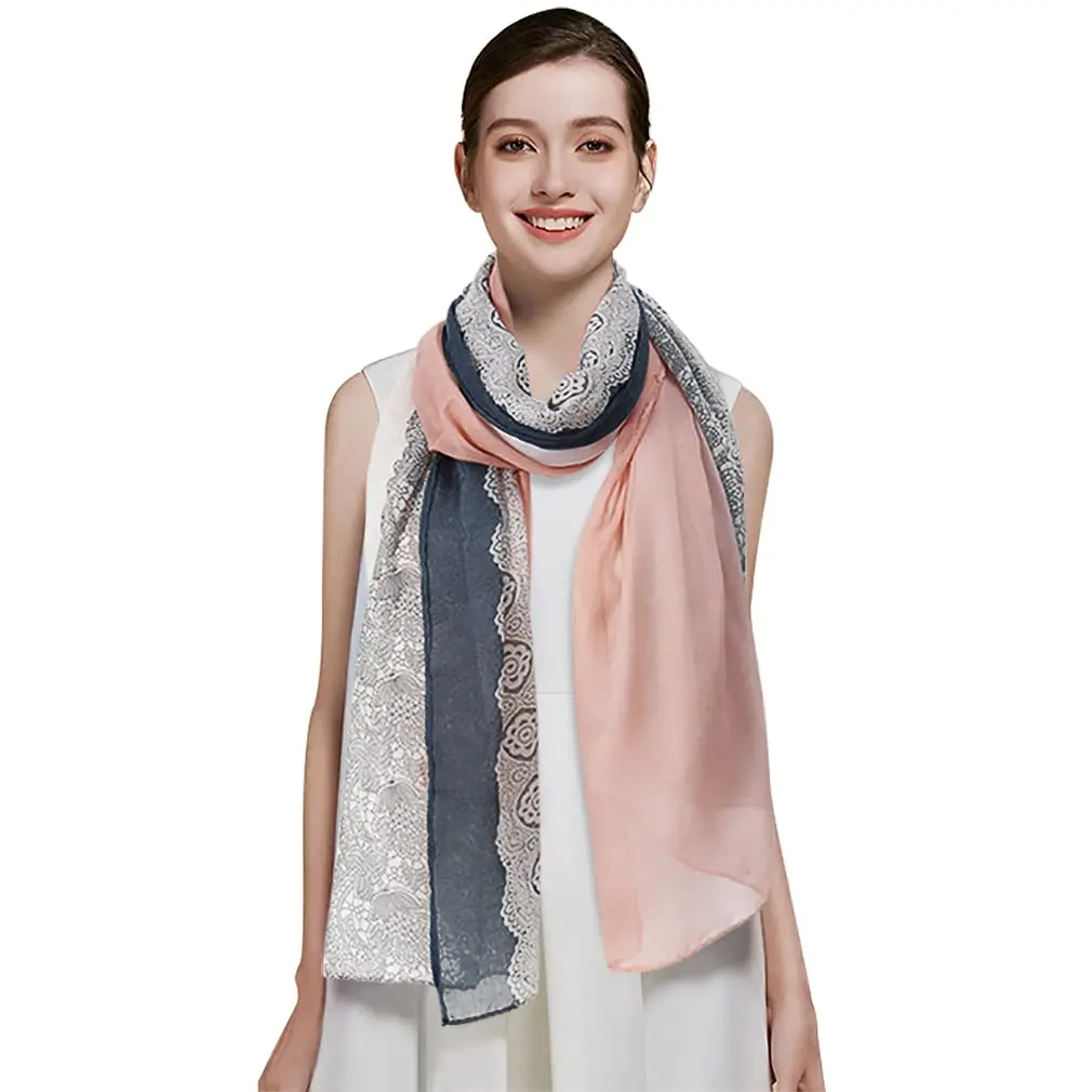 GERINLY Lace Printed Scarf for Women Lightweight Cotton | Casual & Stylish (70-120c) - view 3