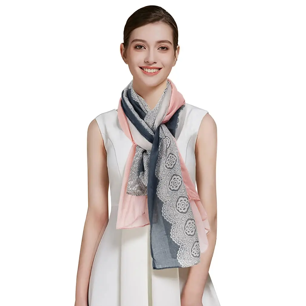 GERINLY Lace Printed Scarf for Women Lightweight Cotton | Casual & Stylish (70-120c) - view 4