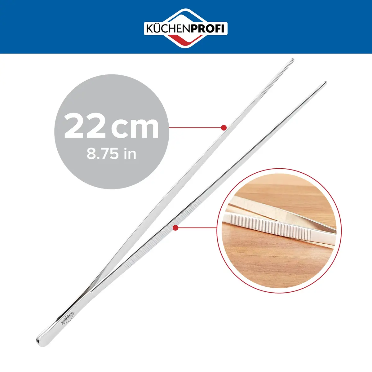 Küchenprofi 8.75-Inch Tweezer Tongs in 18/10 Stainless Steel | Professional Kitchen Utensil - view 2