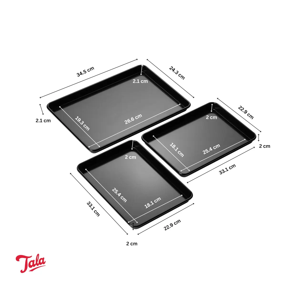 Tala Performance Baking Tray Set of 3 | Heavy-Duty Carbon Steel, Non-Stick, Oven Safe - view 3