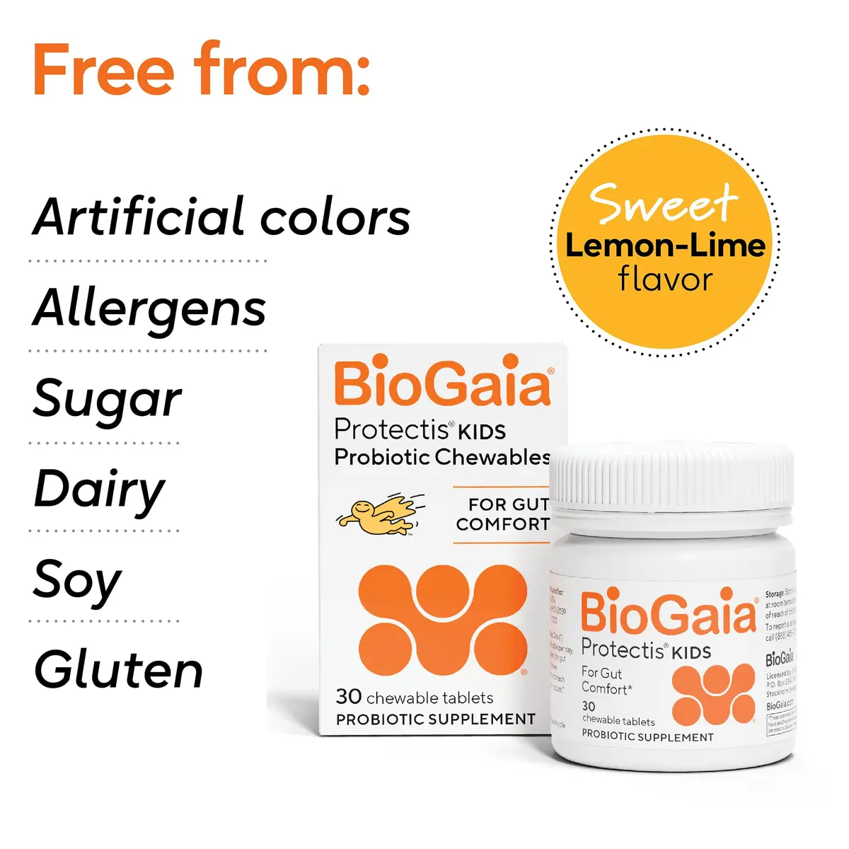 BioGaia Kids Probiotic | Ease Tummy Discomfort & Constipation | Lemon Lime Chewables for Kids - view 7