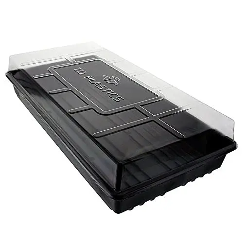 TO Plastics Plant Germination Tray 1020 with Humidity Dome | No Holes, Heavy Duty, Reusable, 11" W x 21.37" L x 2.44" D - view 2