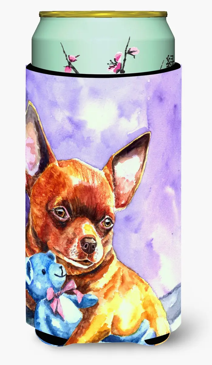 Caroline's Treasures Chihuahua with Teddy Bear Tall Boy Hugger Can Cooler Sleeve | Collapsible Insulator for 22-24 oz Beverages - main product image
