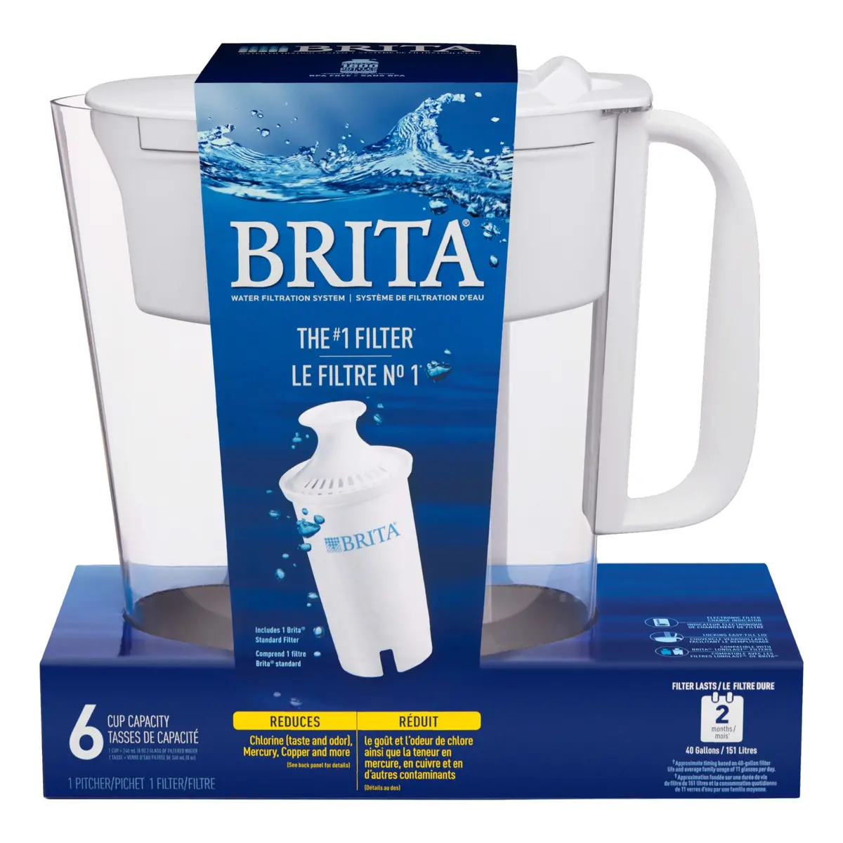 BRITA Water Filter Pitcher 6-Cup | BPA Free, Lasts 2 Months, White - view 8