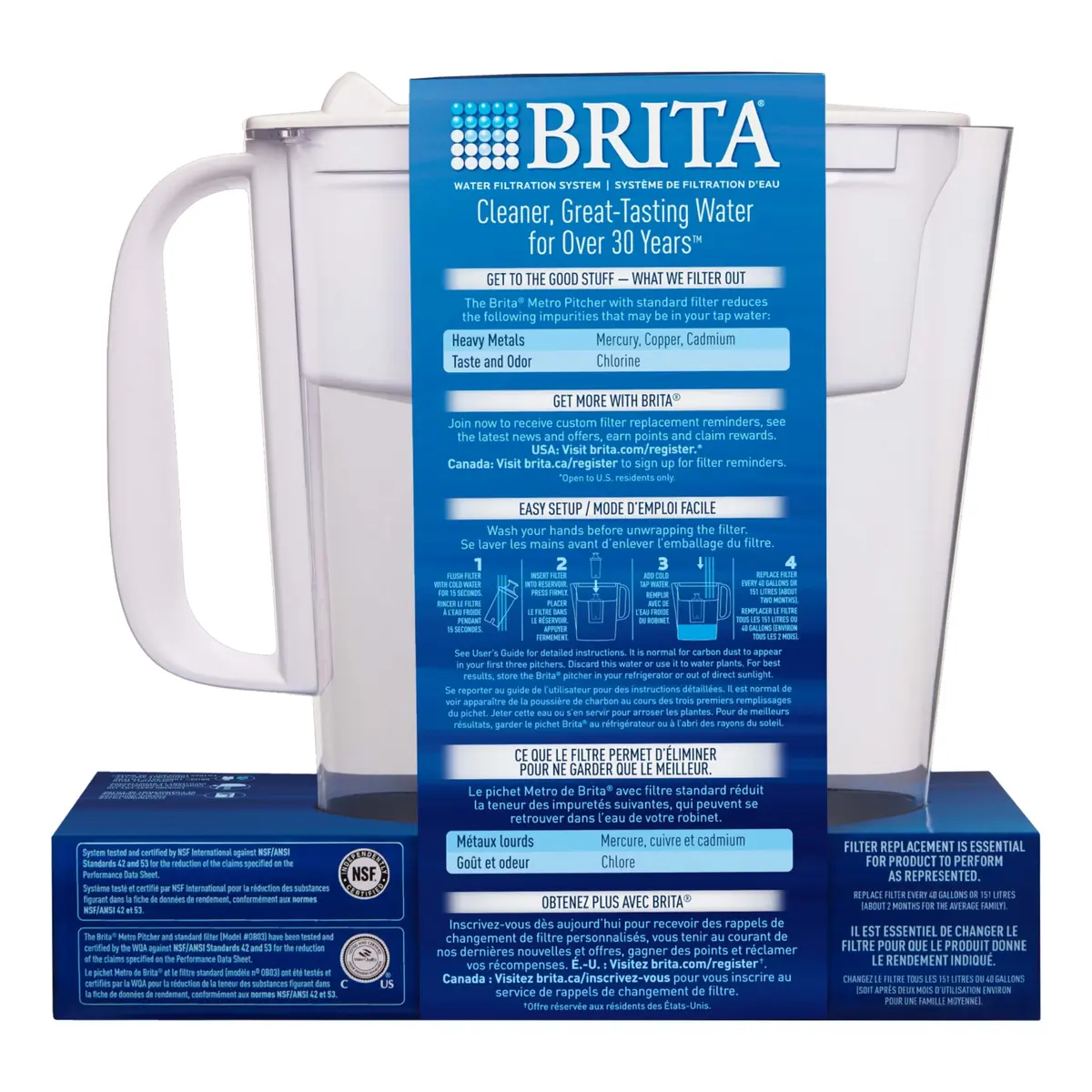 BRITA Water Filter Pitcher 6-Cup | BPA Free, Lasts 2 Months, White - view 9
