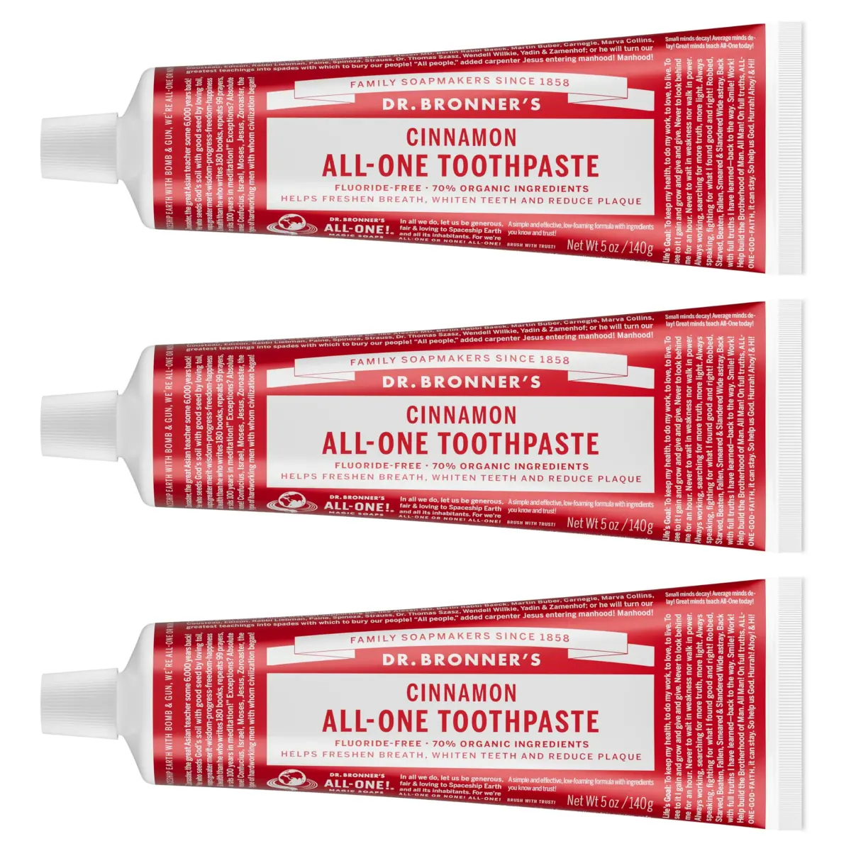 Dr. Bronner's Cinnamon All-One Toothpaste 450g (16 oz) | Fluoride-Free & Vegan - main product image