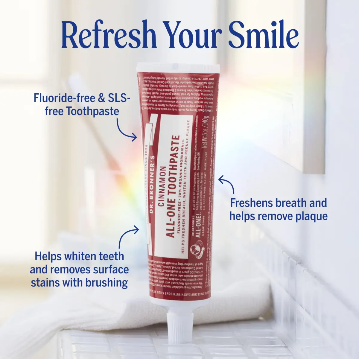 Dr. Bronner's Cinnamon All-One Toothpaste 450g (16 oz) | Fluoride-Free & Vegan - view 2
