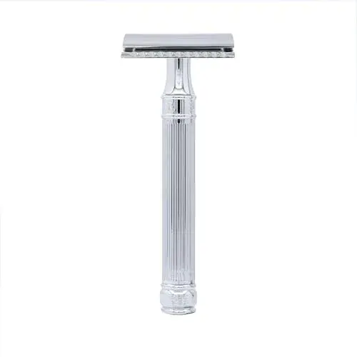 Edwin Jagger Double Edge Safety Razor - Lined Chrome Octagonal Handle, Regular Length - main product image