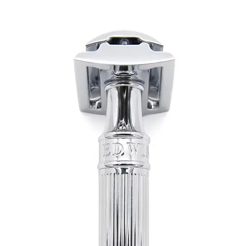 Edwin Jagger Double Edge Safety Razor - Lined Chrome Octagonal Handle, Regular Length - view 2