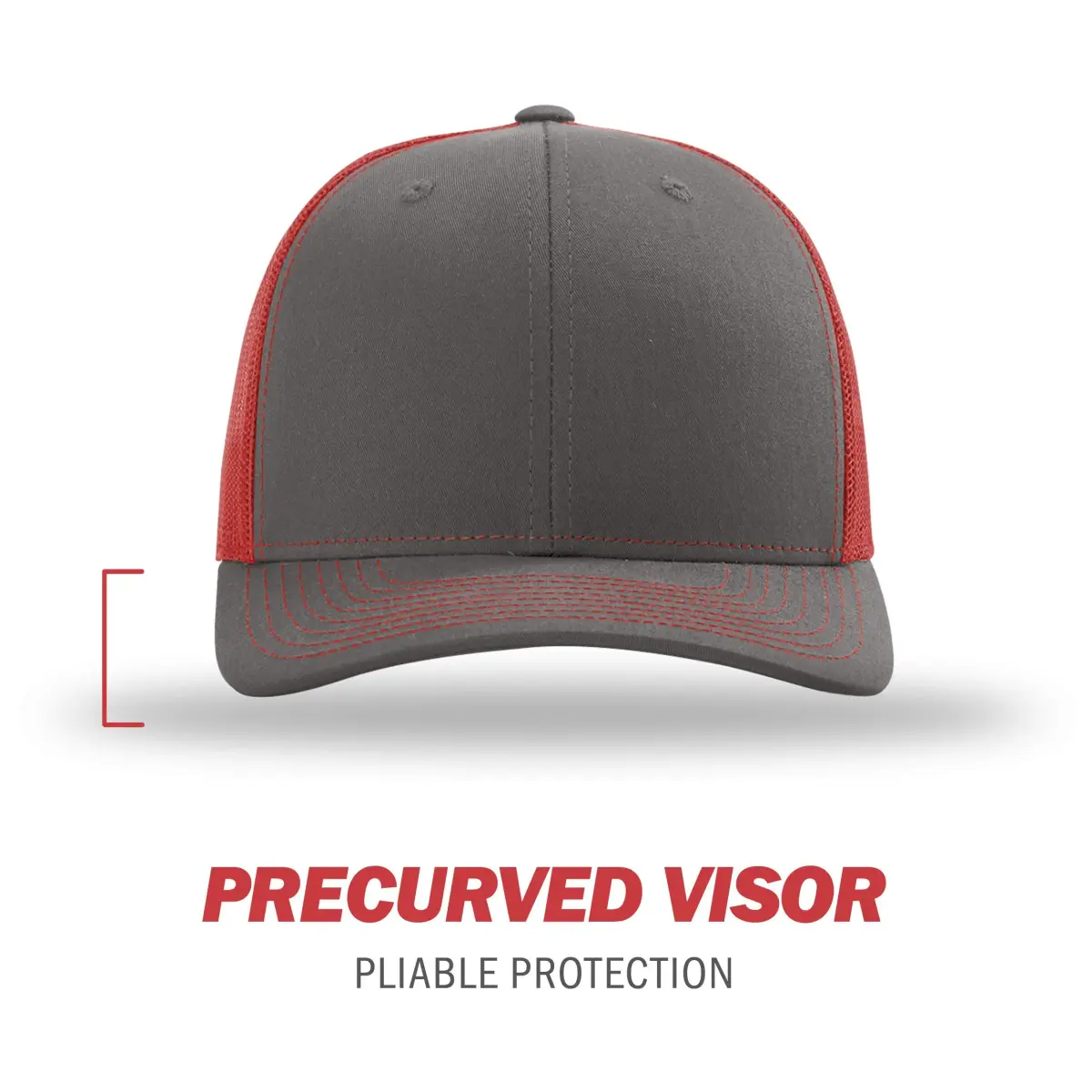 Richardson Unisex 112 Trucker Baseball Cap - Split Charcoal/Red, One Size - view 2
